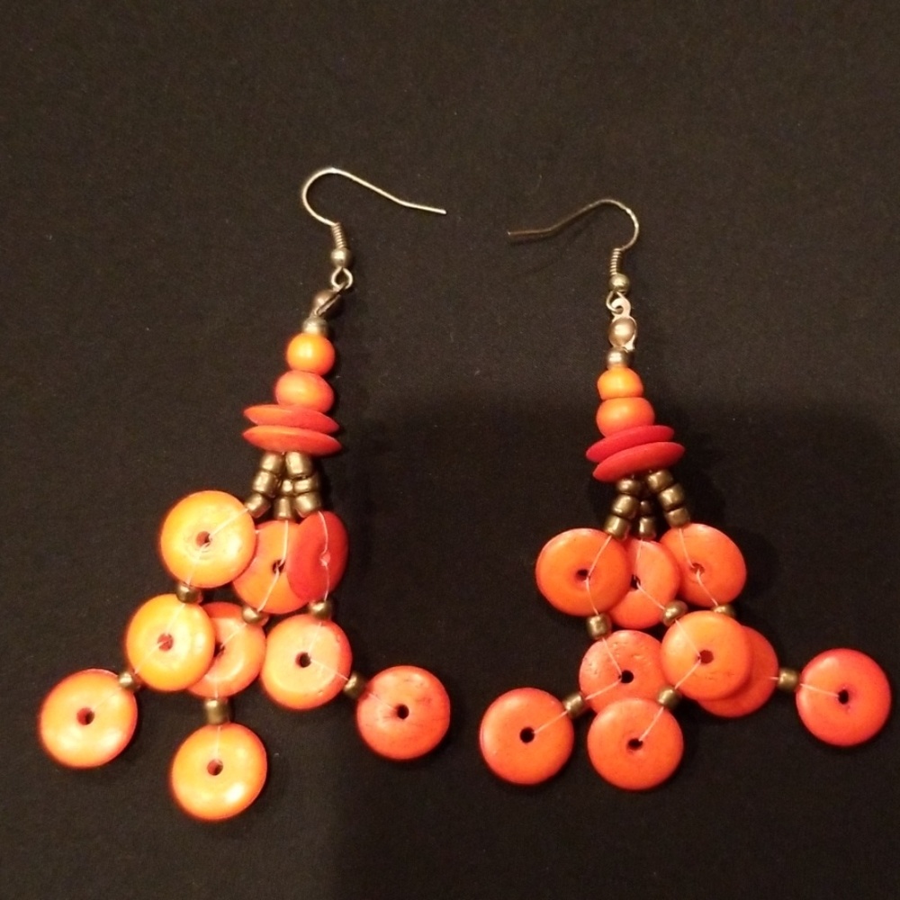 💜3 for $10💜 NWOT Handmade Orange Wood Earrings